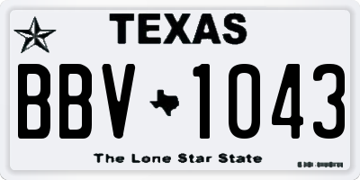 TX license plate BBV1043