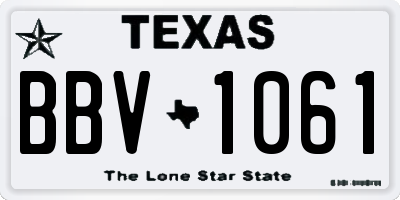 TX license plate BBV1061