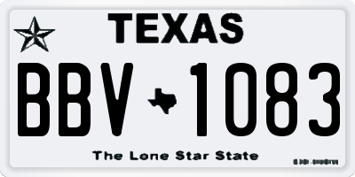 TX license plate BBV1083