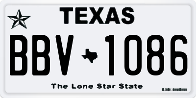 TX license plate BBV1086
