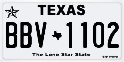 TX license plate BBV1102