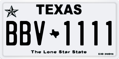 TX license plate BBV1111