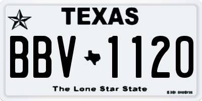 TX license plate BBV1120