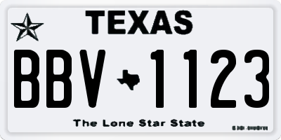 TX license plate BBV1123