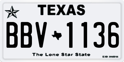 TX license plate BBV1136