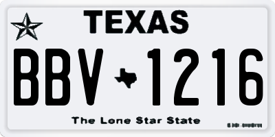 TX license plate BBV1216