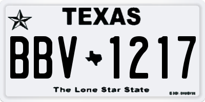 TX license plate BBV1217