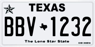 TX license plate BBV1232