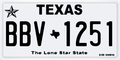 TX license plate BBV1251