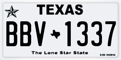 TX license plate BBV1337
