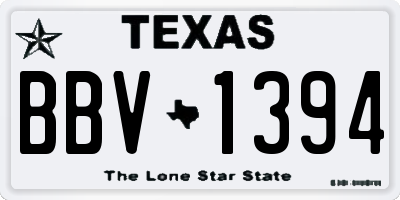 TX license plate BBV1394