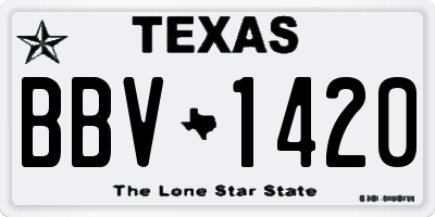 TX license plate BBV1420