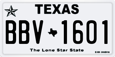 TX license plate BBV1601