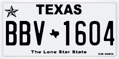 TX license plate BBV1604