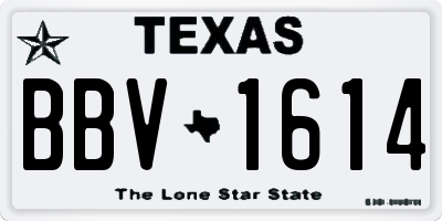 TX license plate BBV1614