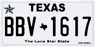 TX license plate BBV1617