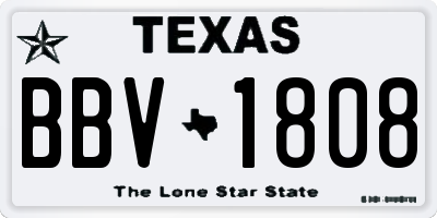 TX license plate BBV1808