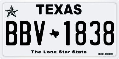 TX license plate BBV1838
