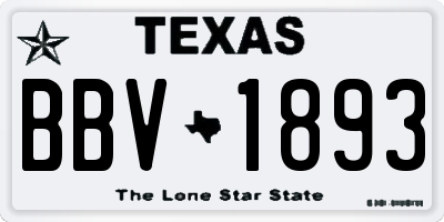 TX license plate BBV1893