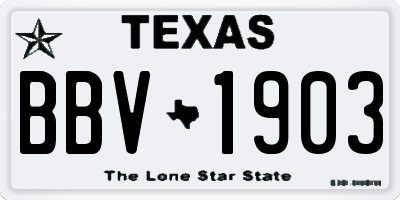 TX license plate BBV1903