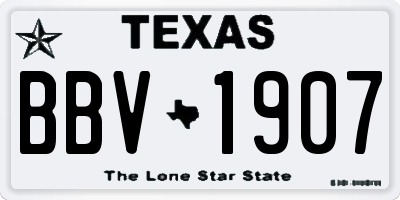 TX license plate BBV1907