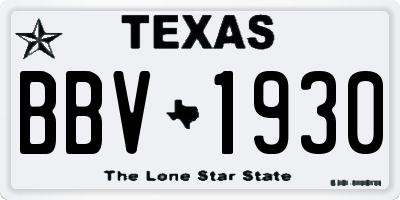 TX license plate BBV1930