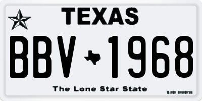 TX license plate BBV1968