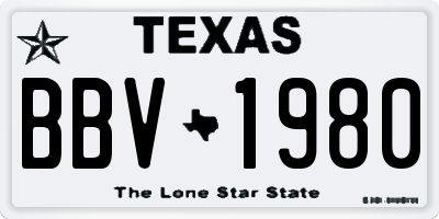 TX license plate BBV1980