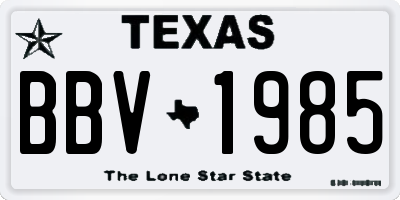 TX license plate BBV1985