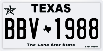 TX license plate BBV1988