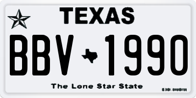 TX license plate BBV1990
