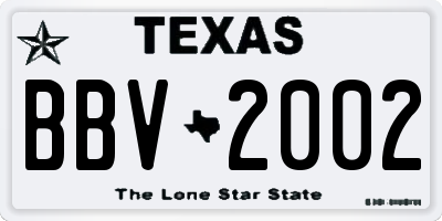 TX license plate BBV2002