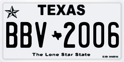 TX license plate BBV2006