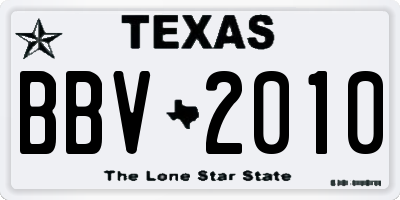 TX license plate BBV2010