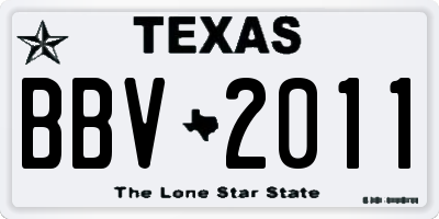 TX license plate BBV2011