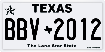 TX license plate BBV2012