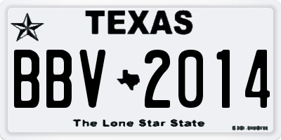 TX license plate BBV2014