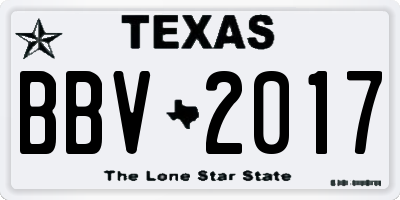 TX license plate BBV2017