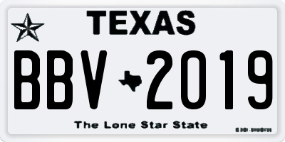 TX license plate BBV2019