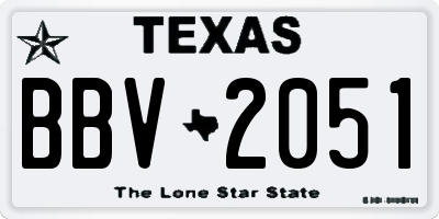 TX license plate BBV2051