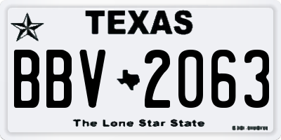 TX license plate BBV2063