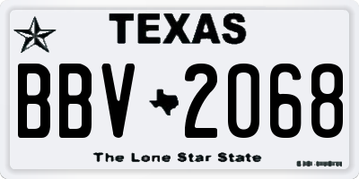 TX license plate BBV2068