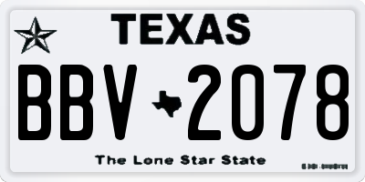 TX license plate BBV2078