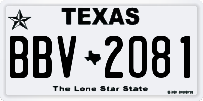 TX license plate BBV2081
