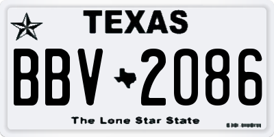 TX license plate BBV2086