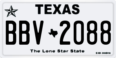 TX license plate BBV2088