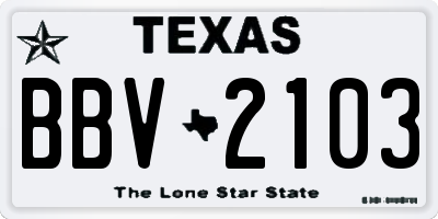 TX license plate BBV2103
