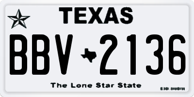 TX license plate BBV2136