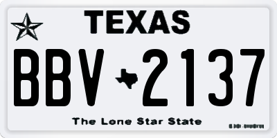 TX license plate BBV2137
