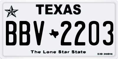 TX license plate BBV2203